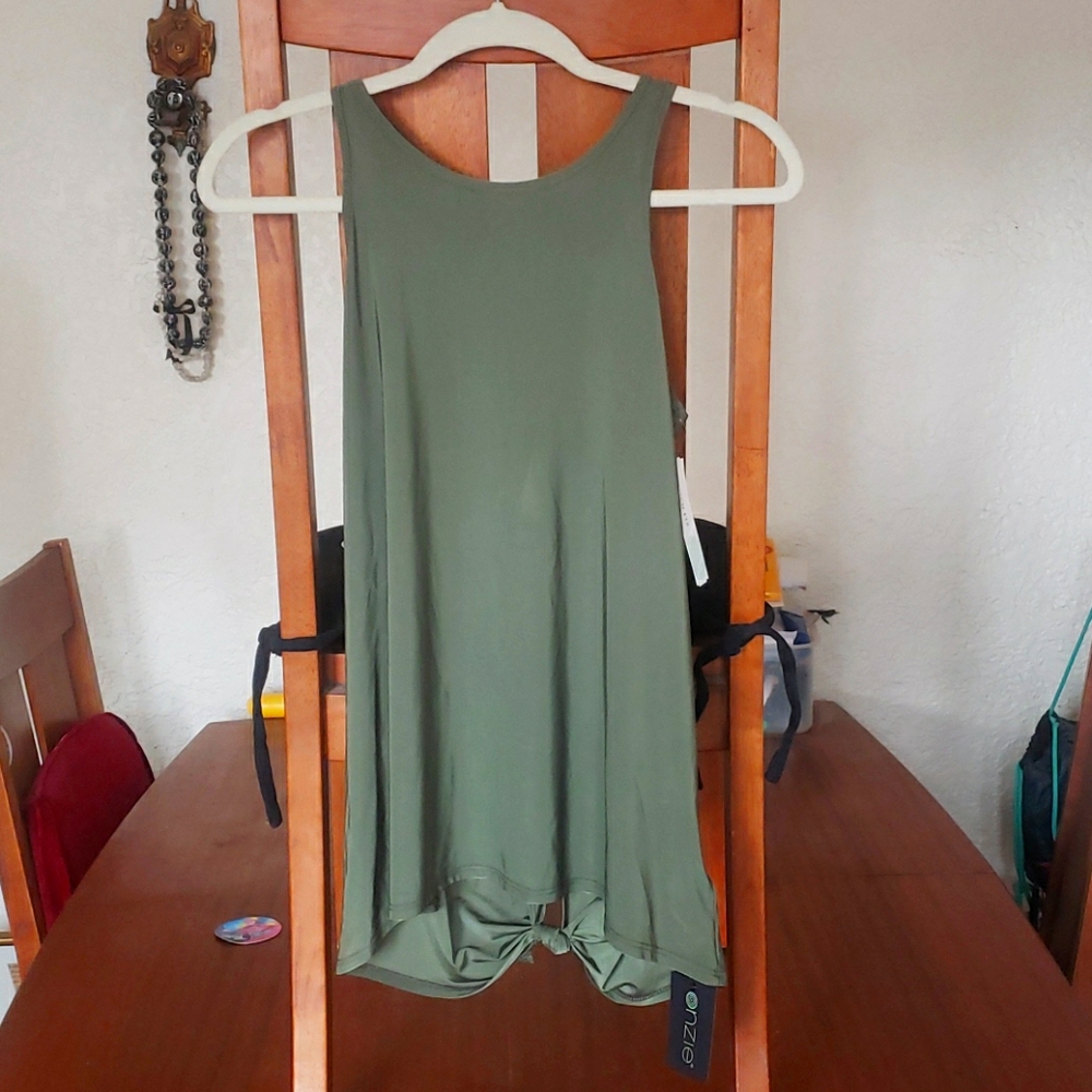 Army Green Open Back Workout Tank